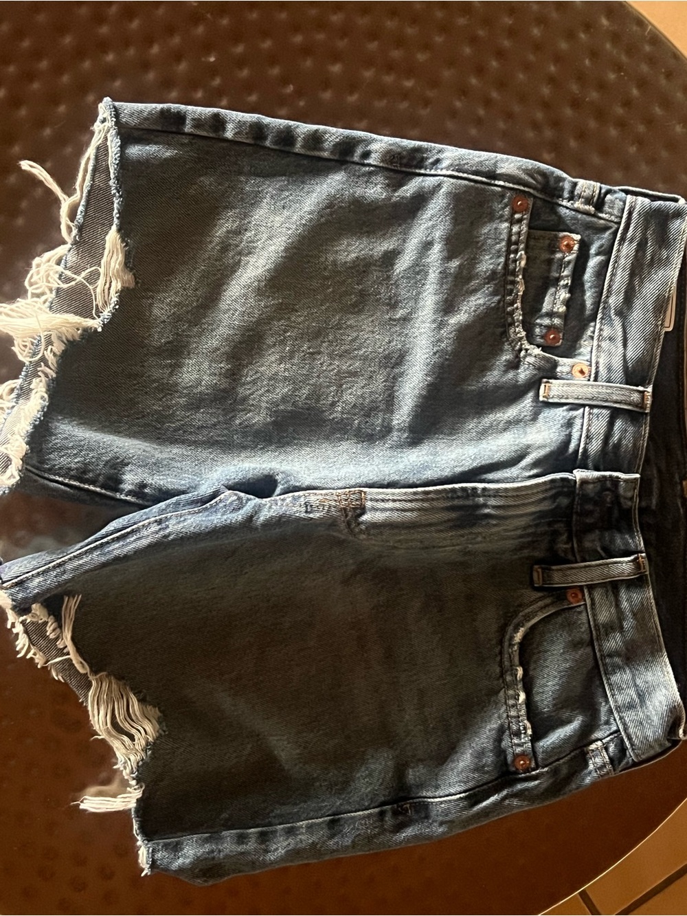 GAP Distressed Cropped Denim Shorts - Blue